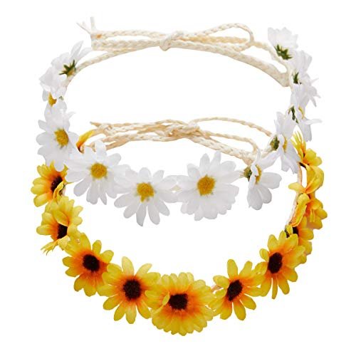 zYoung 2-Pack Yellow Fashion Flower Headbands – Sunflower Hair Wreath for Festival, Wedding & Everyday Style - görsel 2