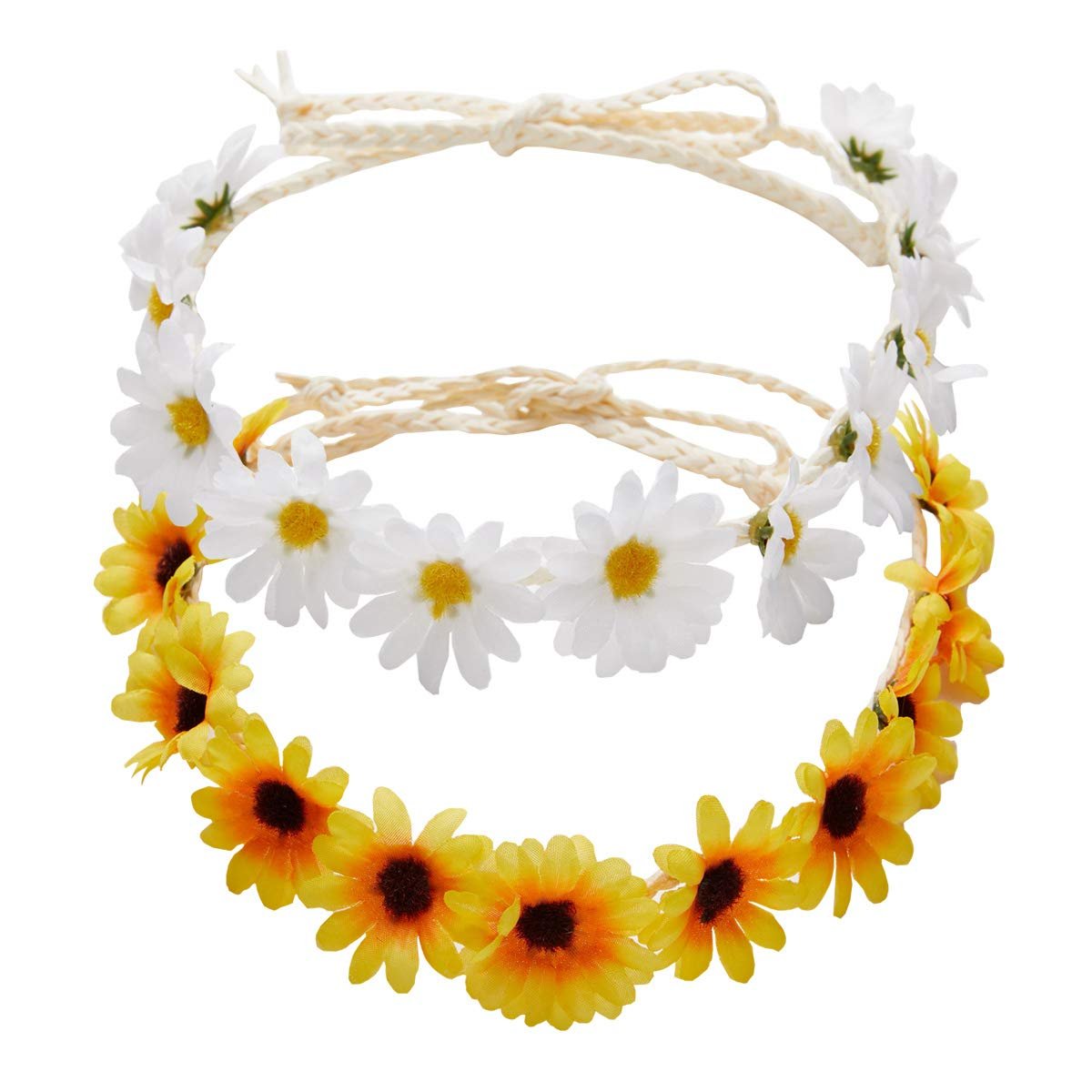zYoung 2-Pack Yellow Fashion Flower Headbands – Sunflower Hair Wreath for Festival, Wedding & Everyday Style - görsel 1