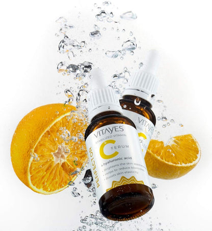 VITAYES Vitamin C Face Serum with Hyaluronic Acid – Anti-Aging, Brightening & Hydrating Serum for Dark Spots, Fine Lines & Wrinkles – 1 Oz