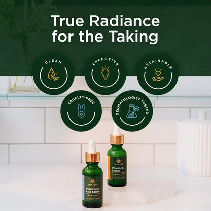 Tree of Life Beauty Facial Skin Care Set - Vitamin C & Hyaluronic Acid Serums for Brightening, Firming & Hydrating | 2-Pack, 1 Fl Oz Each Avelisse