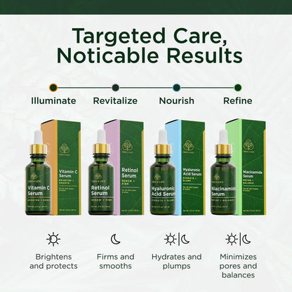 Tree of Life Beauty Facial Skin Care Set - Vitamin C & Hyaluronic Acid Serums for Brightening, Firming & Hydrating | 2-Pack, 1 Fl Oz Each Avelisse