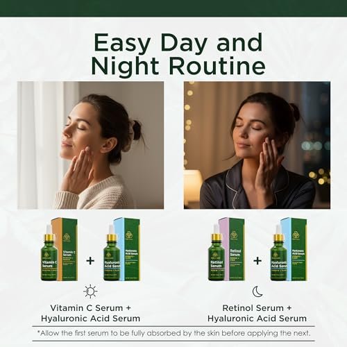 Tree of Life Beauty Facial Skin Care Set - Vitamin C & Hyaluronic Acid Serums for Brightening, Firming & Hydrating | 2-Pack, 1 Fl Oz Each Avelisse