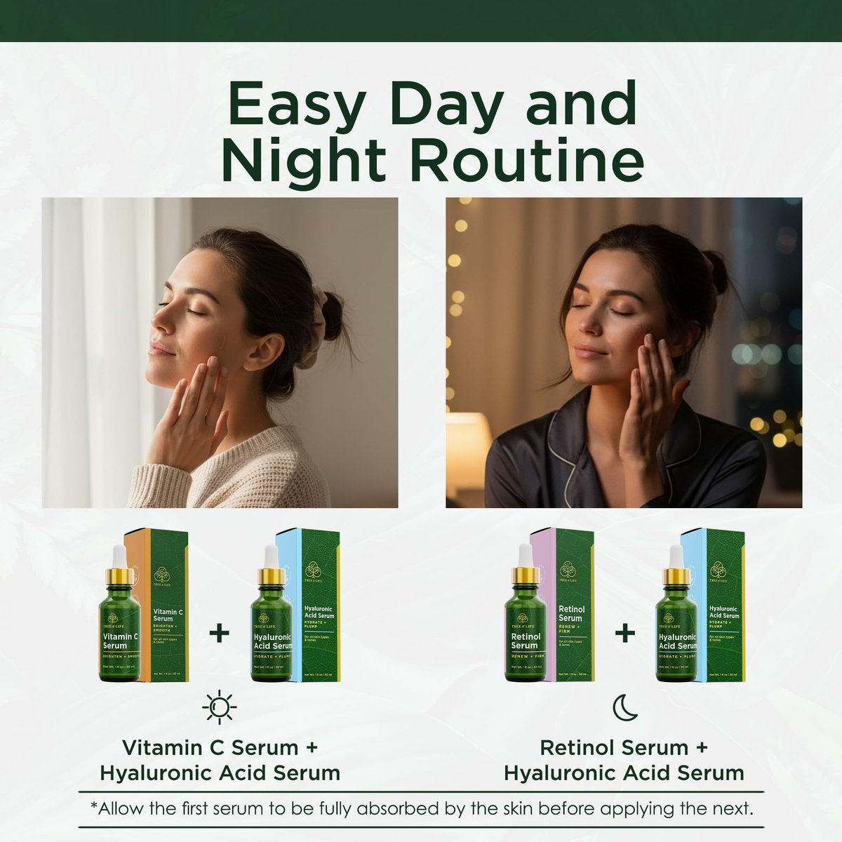 Tree of Life Beauty Facial Skin Care Set - Vitamin C & Hyaluronic Acid Serums for Brightening, Firming & Hydrating | 2-Pack, 1 Fl Oz Each Avelisse
