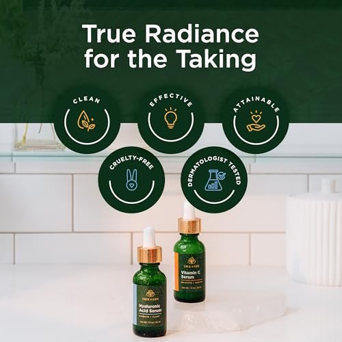 Tree of Life Beauty Facial Skin Care Set - Vitamin C & Hyaluronic Acid Serums for Brightening, Firming & Hydrating | 2-Pack, 1 Fl Oz Each Avelisse