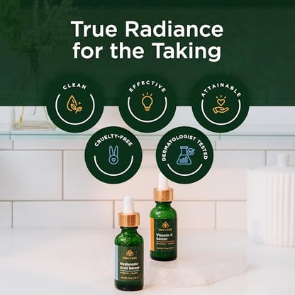 Tree of Life Beauty Facial Skin Care Set - Vitamin C & Hyaluronic Acid Serums for Brightening, Firming & Hydrating | 2-Pack, 1 Fl Oz Each Avelisse
