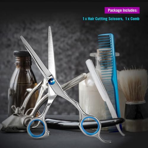 COOLALA Stainless Steel Hair Cutting Scissors 6.5 Inch - Professional Salon Barber Haircut Shears for Home Use, Includes Comb - görsel 12