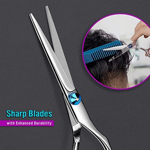 COOLALA Stainless Steel Hair Cutting Scissors 6.5 Inch - Professional Salon Barber Haircut Shears for Home Use, Includes Comb - görsel 8