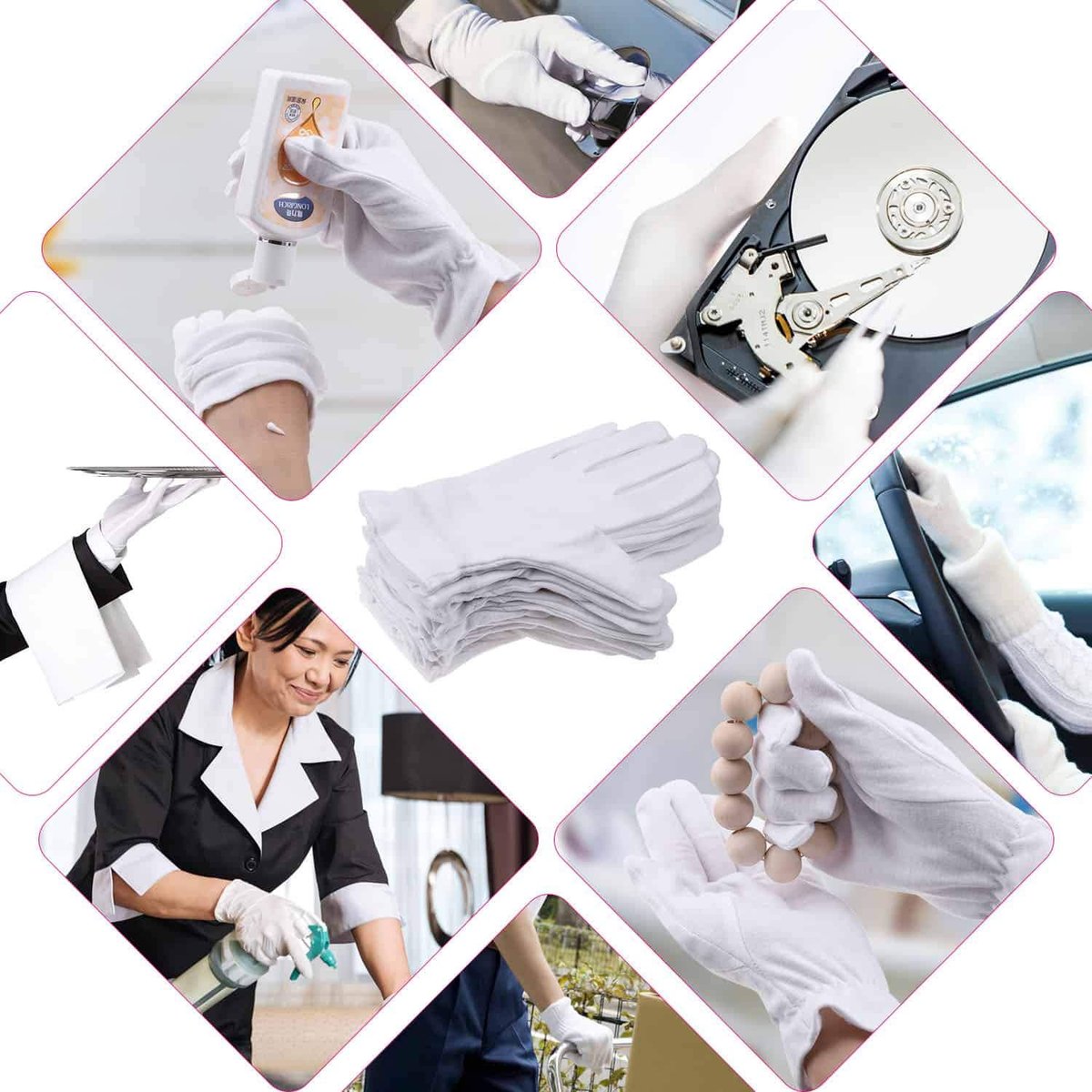 100% Cotton Gloves for Dry Hands & Eczema - Selizo 10 Pairs White Moisturizing Gloves for Dry Skin, Sensitive, Irritated Skin, Spa Treatment - görsel 11