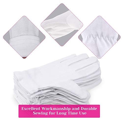 100% Cotton Gloves for Dry Hands & Eczema - Selizo 10 Pairs White Moisturizing Gloves for Dry Skin, Sensitive, Irritated Skin, Spa Treatment - görsel 8