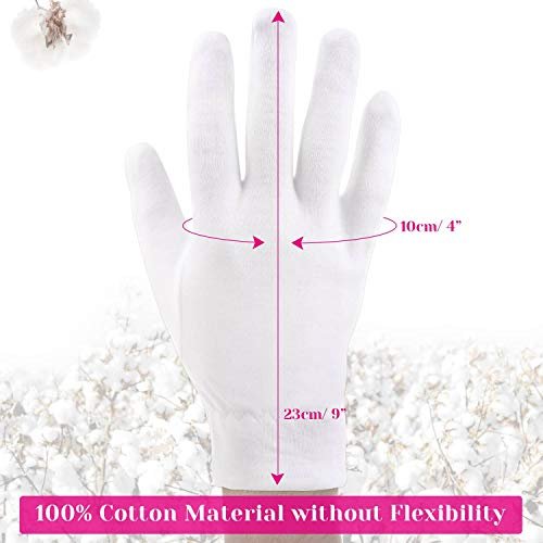 100% Cotton Gloves for Dry Hands & Eczema - Selizo 10 Pairs White Moisturizing Gloves for Dry Skin, Sensitive, Irritated Skin, Spa Treatment - görsel 10