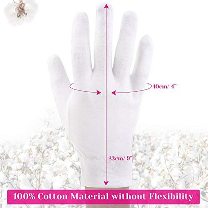 100% Cotton Gloves for Dry Hands & Eczema - Selizo 10 Pairs White Moisturizing Gloves for Dry Skin, Sensitive, Irritated Skin, Spa Treatment
