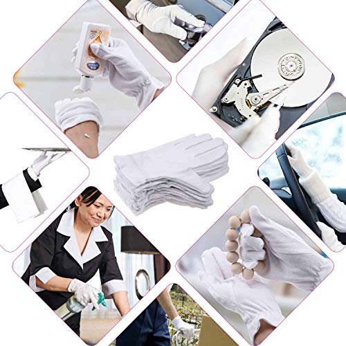 100% Cotton Gloves for Dry Hands & Eczema - Selizo 10 Pairs White Moisturizing Gloves for Dry Skin, Sensitive, Irritated Skin, Spa Treatment - görsel 12