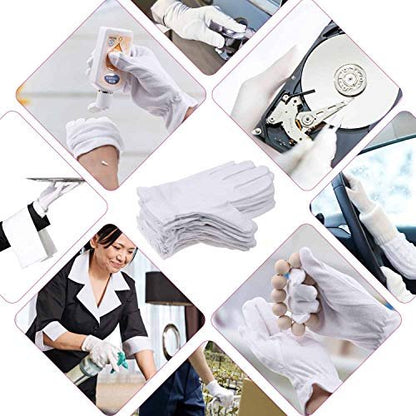100% Cotton Gloves for Dry Hands & Eczema - Selizo 10 Pairs White Moisturizing Gloves for Dry Skin, Sensitive, Irritated Skin, Spa Treatment