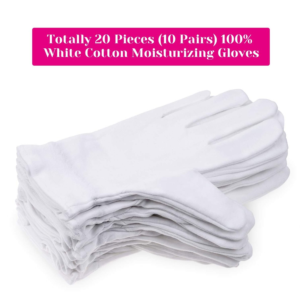 100% Cotton Gloves for Dry Hands & Eczema - Selizo 10 Pairs White Moisturizing Gloves for Dry Skin, Sensitive, Irritated Skin, Spa Treatment - görsel 3