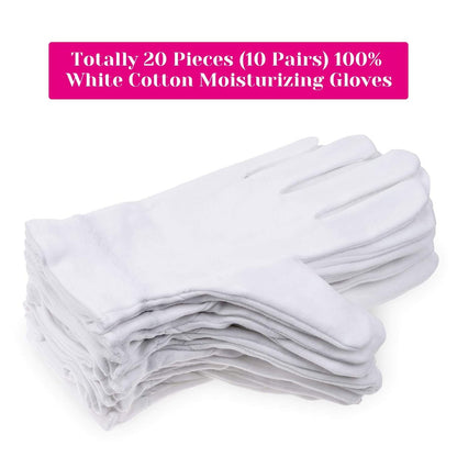 100% Cotton Gloves for Dry Hands & Eczema - Selizo 10 Pairs White Moisturizing Gloves for Dry Skin, Sensitive, Irritated Skin, Spa Treatment