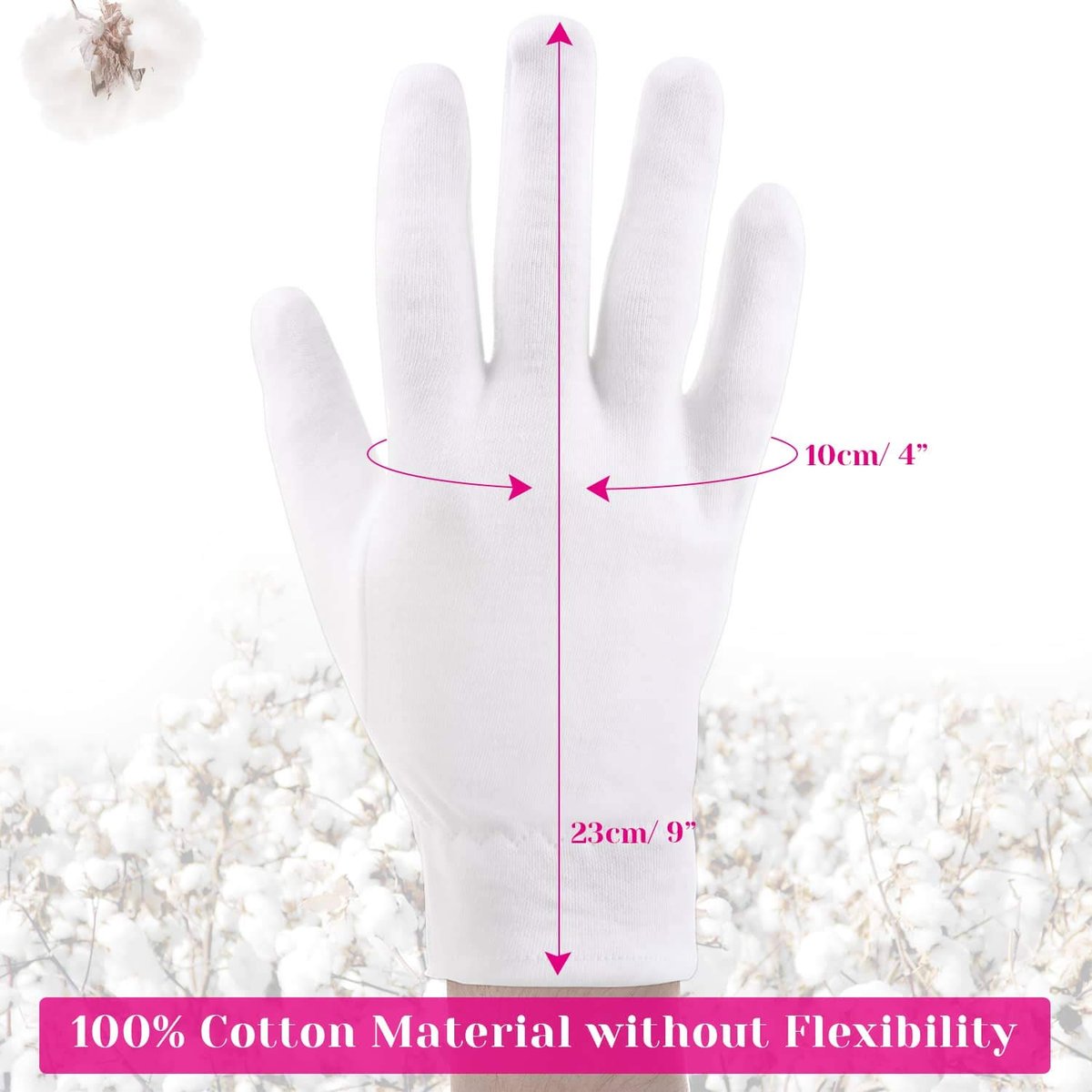 100% Cotton Gloves for Dry Hands & Eczema - Selizo 10 Pairs White Moisturizing Gloves for Dry Skin, Sensitive, Irritated Skin, Spa Treatment - görsel 9