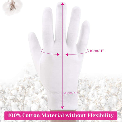 100% Cotton Gloves for Dry Hands & Eczema - Selizo 10 Pairs White Moisturizing Gloves for Dry Skin, Sensitive, Irritated Skin, Spa Treatment