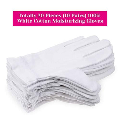 100% Cotton Gloves for Dry Hands & Eczema - Selizo 10 Pairs White Moisturizing Gloves for Dry Skin, Sensitive, Irritated Skin, Spa Treatment