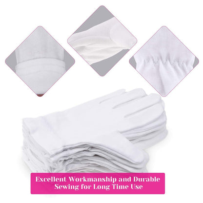 100% Cotton Gloves for Dry Hands & Eczema - Selizo 10 Pairs White Moisturizing Gloves for Dry Skin, Sensitive, Irritated Skin, Spa Treatment