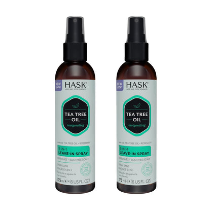 HASK Invigorating Tea Tree Oil 5-in-1 Leave In Conditioner Spray - 2 Pack, Color Safe, Gluten Free, Sulfate Free, Paraben Free Avelisse