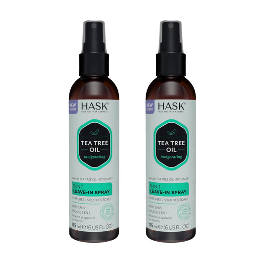 HASK Invigorating Tea Tree Oil 5-in-1 Leave In Conditioner Spray - 2 Pack, Color Safe, Gluten Free, Sulfate Free, Paraben Free Avelisse