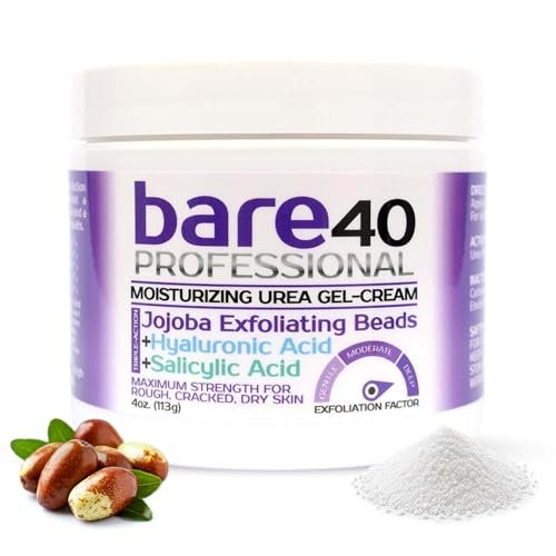 BARE 40 PRO 40% Urea Gel with 2% Salicylic Acid, Hyaluronic Acid, Tea Tree Oil & Aloe Vera – Exfoliating & Hydrating Foot and Body Gel for Dry, Rough Skin, 4oz Jar, Made in USA Avelisse