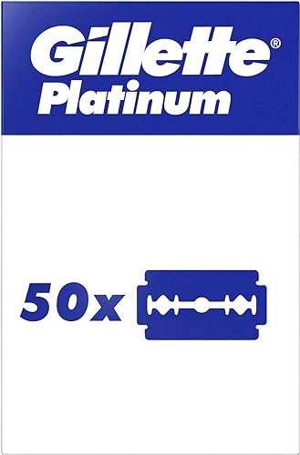 Gillette Double Edge Platinum Safety Razor Blades for Men – 50 Count Stainless Steel Refill Blades Avelisse