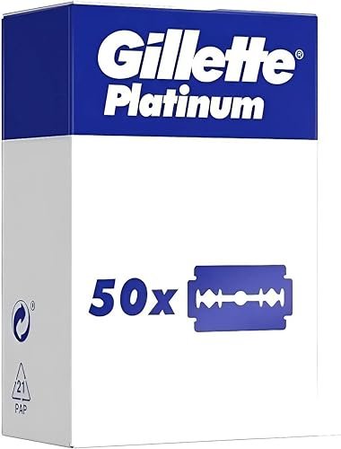 Gillette Double Edge Platinum Safety Razor Blades for Men – 50 Count Stainless Steel Refill Blades Avelisse