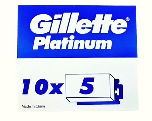 Gillette Double Edge Platinum Safety Razor Blades for Men – 50 Count Stainless Steel Refill Blades Avelisse
