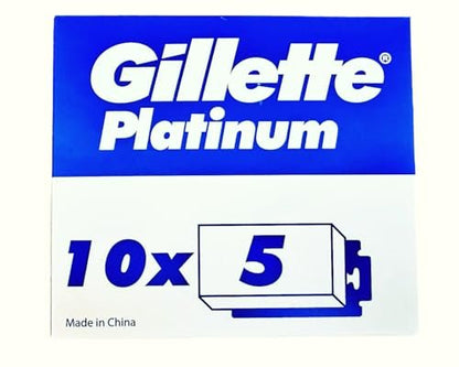 Gillette Double Edge Platinum Safety Razor Blades for Men – 50 Count Stainless Steel Refill Blades Avelisse