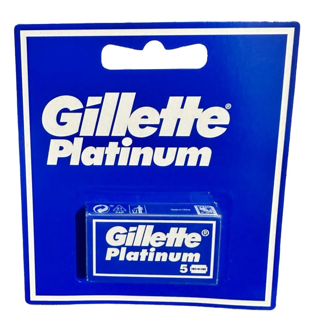Gillette Double Edge Platinum Safety Razor Blades for Men – 50 Count Stainless Steel Refill Blades Avelisse