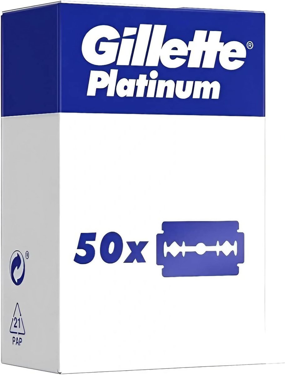 Gillette Double Edge Platinum Safety Razor Blades for Men – 50 Count Stainless Steel Refill Blades Avelisse