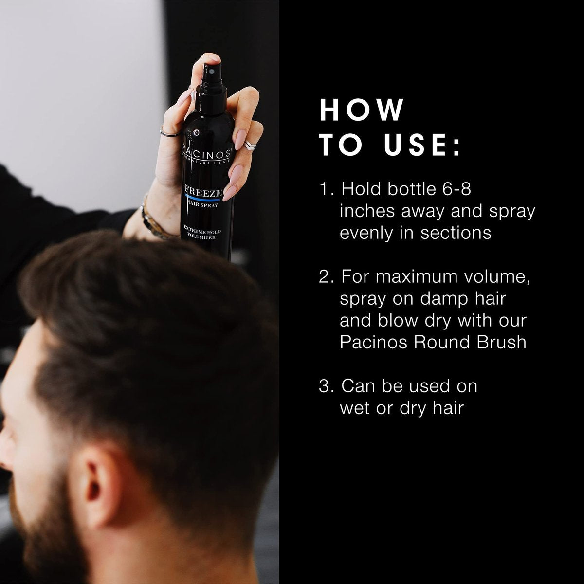 Pacinos Freeze Hair Spray - Extra Hold Texture Spray for All Hair Types - Professional Hair Setting & Finishing Spray for Maximum Volume, 8 Fl Oz Avelisse