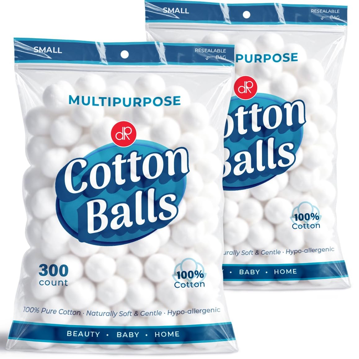 DecorRack 600 ct Small Cotton Balls, 100% Pure Natural Cotton, for Make-Up, Nail Polish Removal, Pet Care, Soft and Absorbent (Pack of 600) - görsel 1