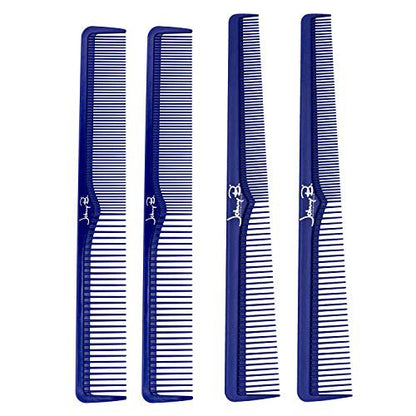 JOHNNY B. Professional 4 Pack Carbon Cutting & Styling Combs - Blue Avelisse