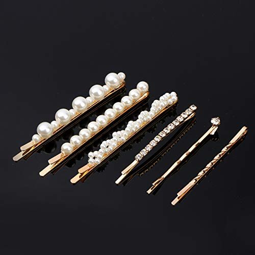 Folansy 20-Piece Elegant Hair Barrettes - Gold Metal Hair Clips with Pearls & Rhinestones for Weddings and Special Occasions - görsel 4