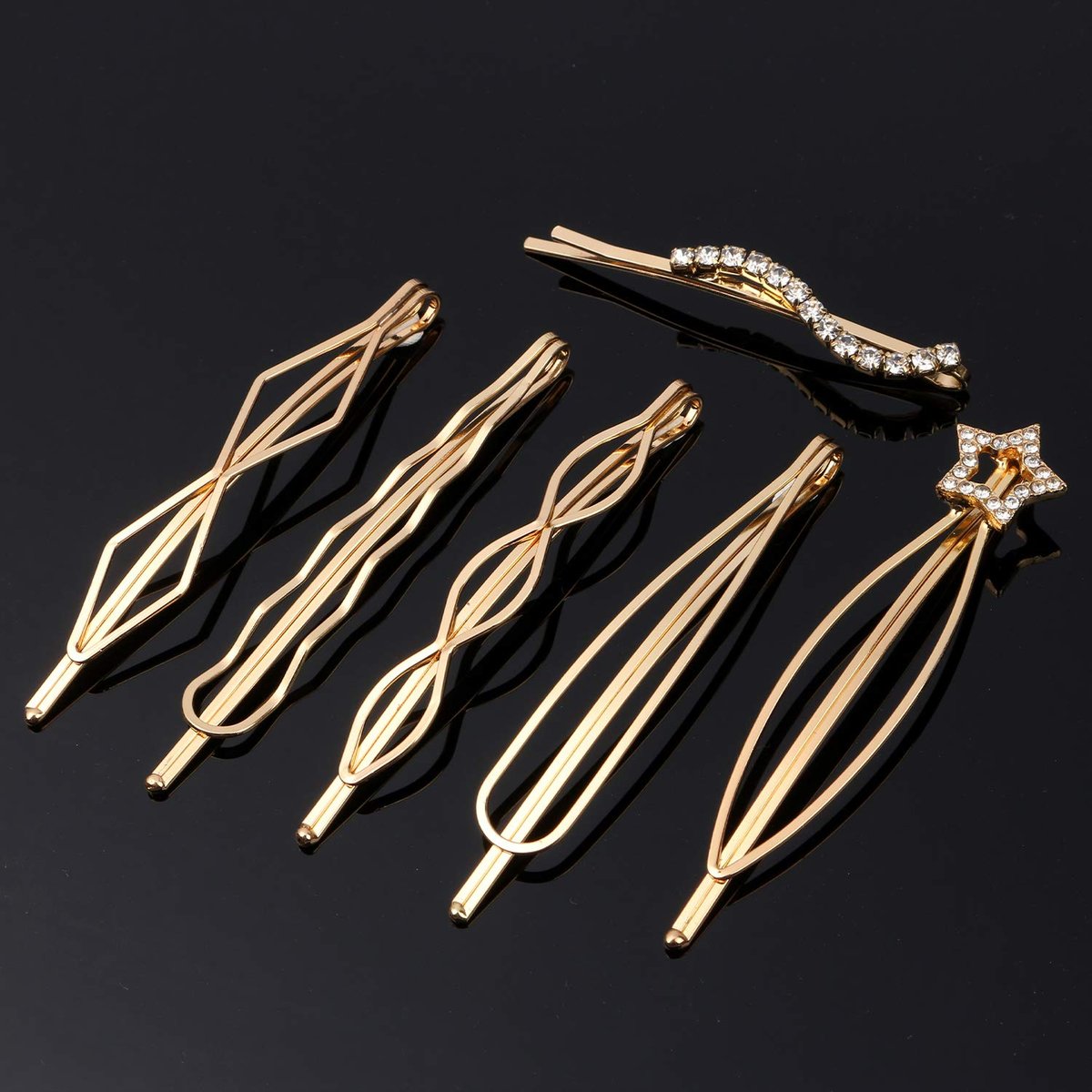 Folansy 20-Piece Elegant Hair Barrettes - Gold Metal Hair Clips with Pearls & Rhinestones for Weddings and Special Occasions - görsel 5