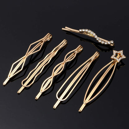 Folansy 20-Piece Elegant Hair Barrettes - Gold Metal Hair Clips with Pearls & Rhinestones for Weddings and Special Occasions