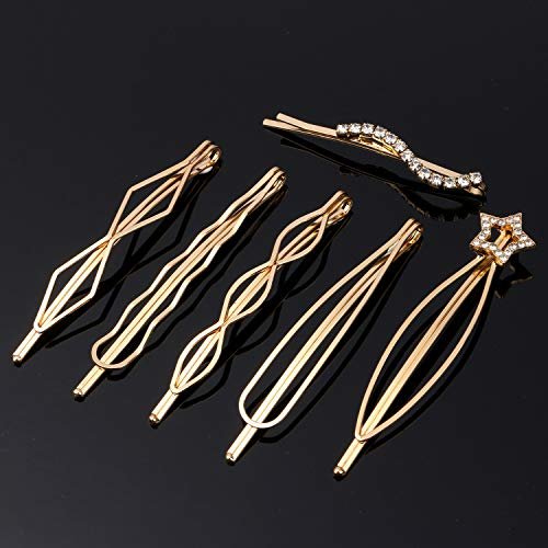 Folansy 20-Piece Elegant Hair Barrettes - Gold Metal Hair Clips with Pearls & Rhinestones for Weddings and Special Occasions - görsel 6