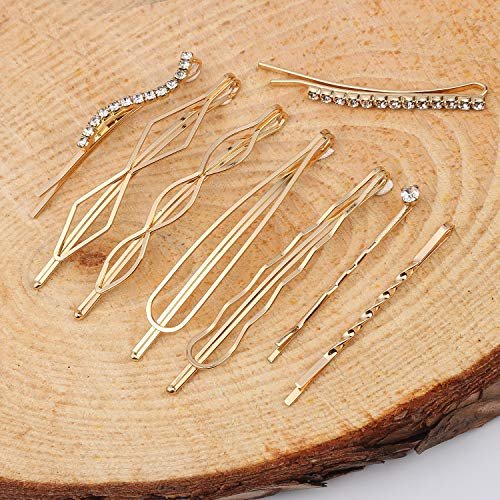Folansy 20-Piece Elegant Hair Barrettes - Gold Metal Hair Clips with Pearls & Rhinestones for Weddings and Special Occasions - görsel 10