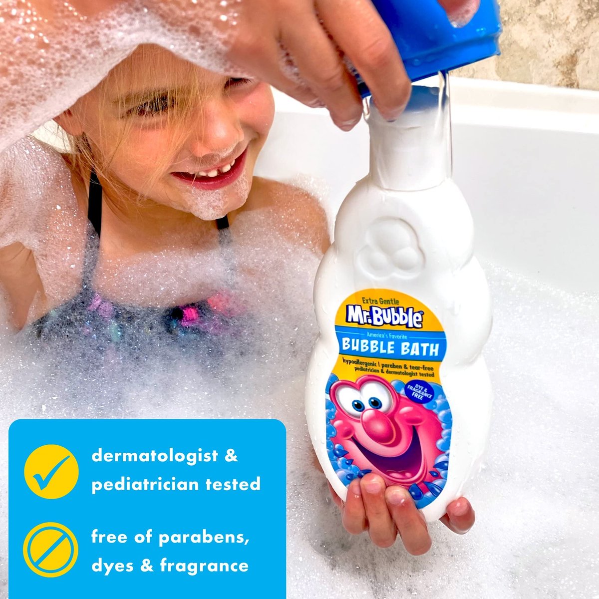 Mr. Bubble Bubble Bath Extra Gentle - 16 Fl Oz (Pack of 4) - Hypoallergenic & Tear-Free Avelisse