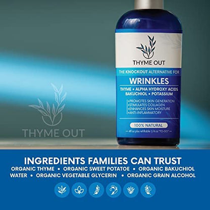 Thyme Out All Natural Anti-Wrinkle Face Mist Spray – Bakuchiol, AHA, Beta Carotene & Potassium – Fights Wrinkles, Fine Lines, Inflammation & Dryness, Boosts Collagen (4 oz) Avelisse