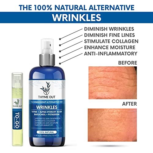 Thyme Out All Natural Anti-Wrinkle Face Mist Spray – Bakuchiol, AHA, Beta Carotene & Potassium – Fights Wrinkles, Fine Lines, Inflammation & Dryness, Boosts Collagen (4 oz) Avelisse