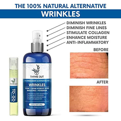 Thyme Out All Natural Anti-Wrinkle Face Mist Spray – Bakuchiol, AHA, Beta Carotene & Potassium – Fights Wrinkles, Fine Lines, Inflammation & Dryness, Boosts Collagen (4 oz) Avelisse