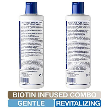 Mane 'n Tail Micellar Shampoo & Conditioner Sulfate Free with Biotin for Oily Hair, Build Up, and Hard Water - Detox and Clarify 11.2 fl oz 2-Pack Avelisse