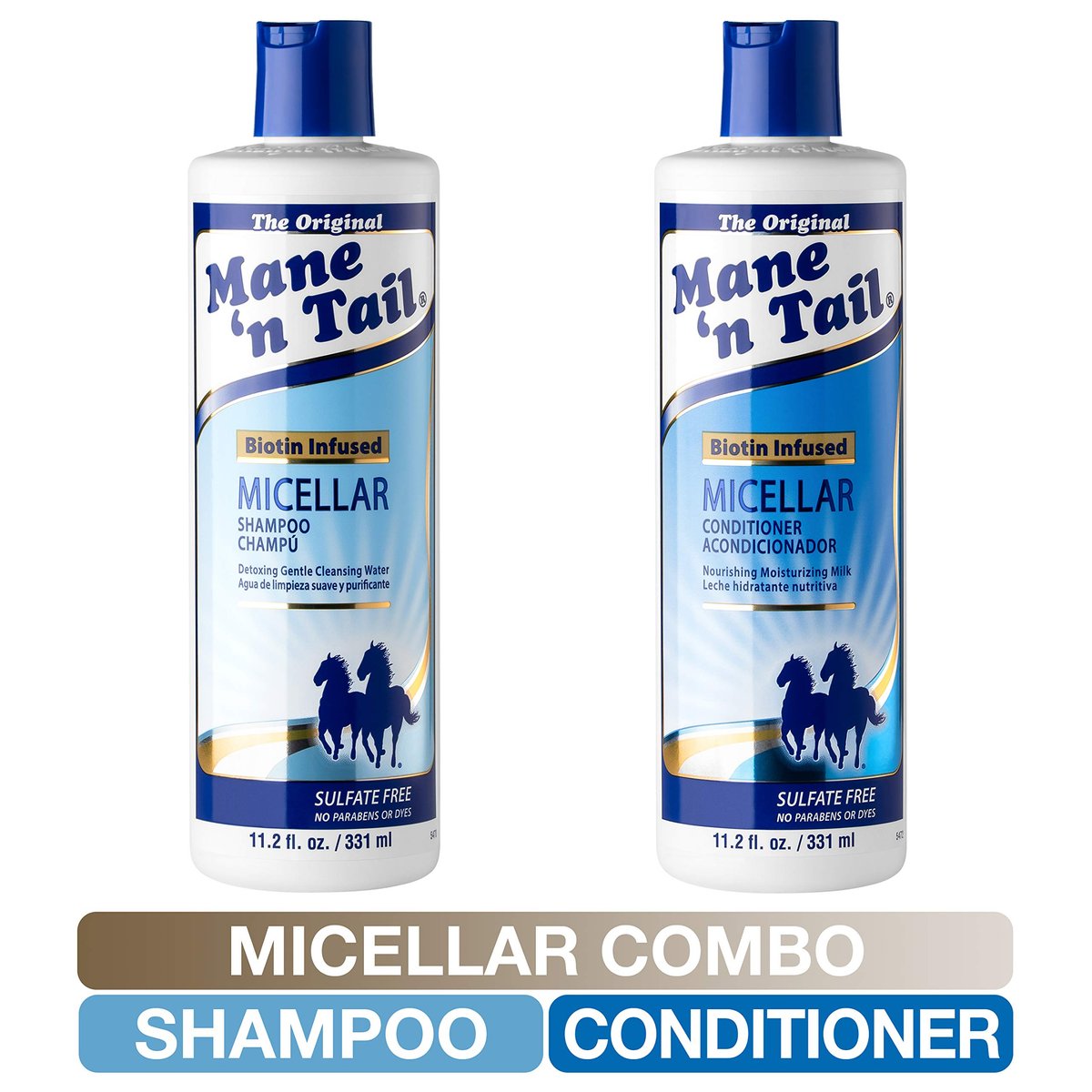 Mane 'n Tail Micellar Shampoo & Conditioner Sulfate Free with Biotin for Oily Hair, Build Up, and Hard Water - Detox and Clarify 11.2 fl oz 2-Pack Avelisse