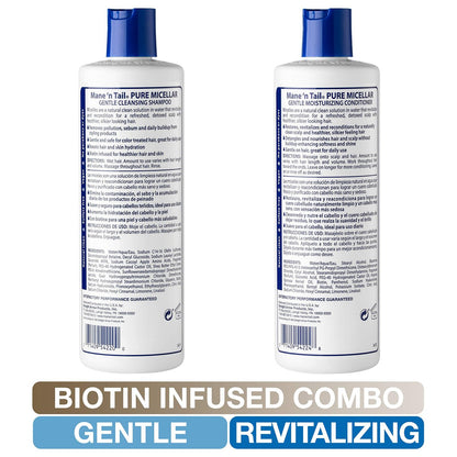 Mane 'n Tail Micellar Shampoo & Conditioner Sulfate Free with Biotin for Oily Hair, Build Up, and Hard Water - Detox and Clarify 11.2 fl oz 2-Pack Avelisse