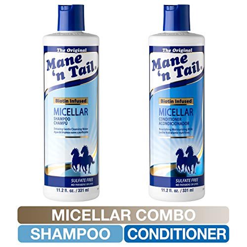 Mane 'n Tail Micellar Shampoo & Conditioner Sulfate Free with Biotin for Oily Hair, Build Up, and Hard Water - Detox and Clarify 11.2 fl oz 2-Pack Avelisse