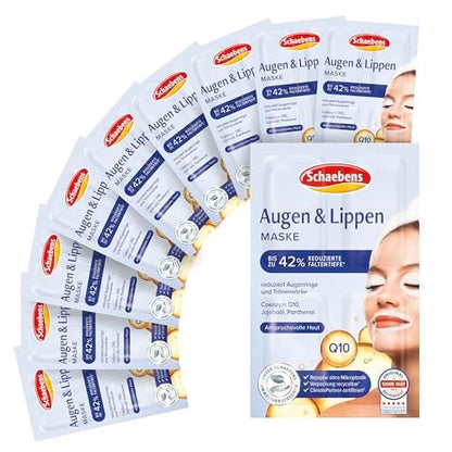 Schaebens Eyes & Lips Mask with Jojoba, Q10 & Panthenol - 40 Applications (10 x 4 Units, 1.5 ml Each) for All Skin Types