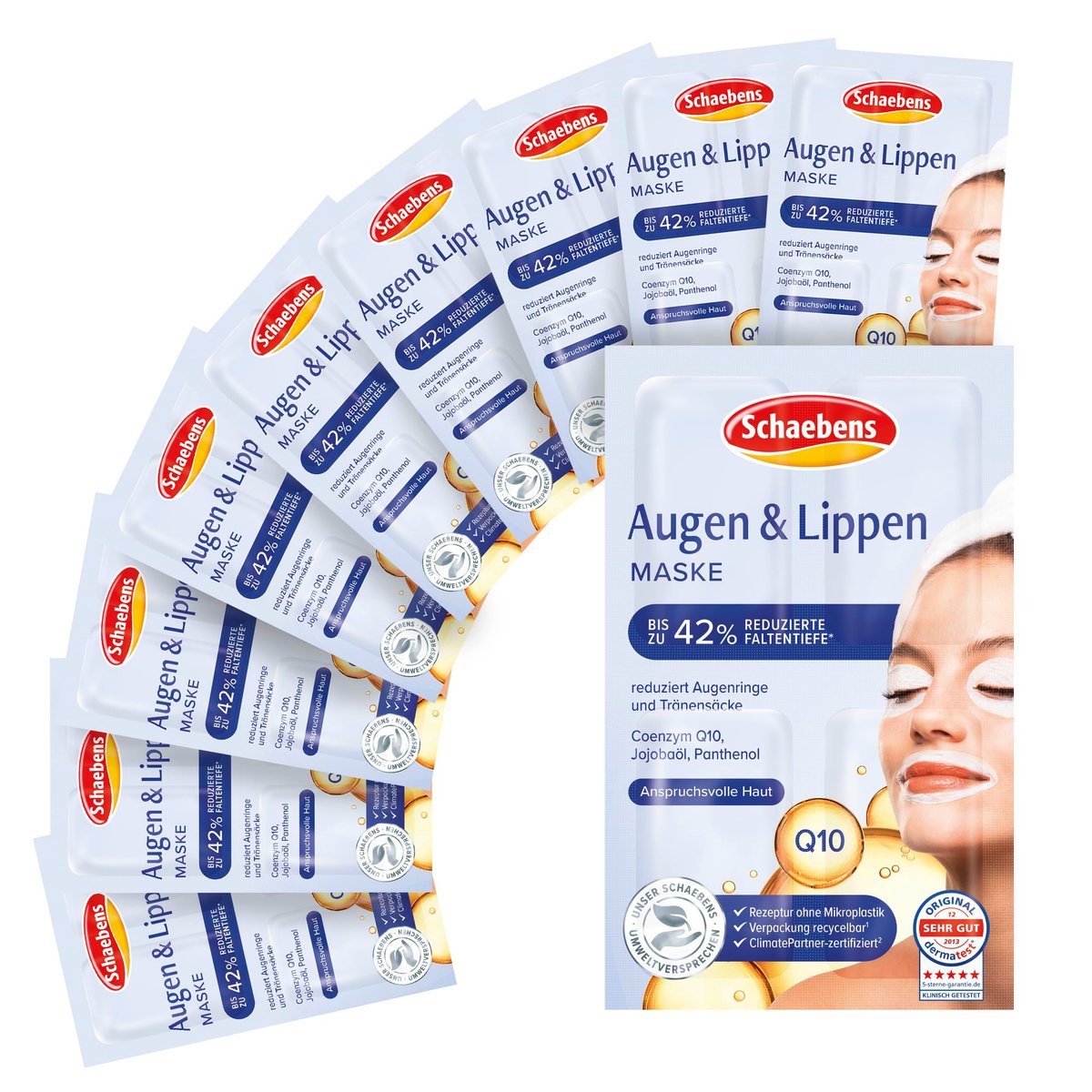Schaebens Eyes & Lips Mask with Jojoba, Q10 & Panthenol - 40 Applications (10 x 4 Units, 1.5 ml Each) for All Skin Types - görsel 1